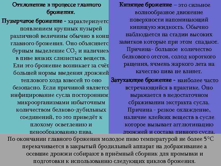 Отклонение в процессе главного Кипящее брожение – это сильное брожения. волнообразное движение поверхности напоминающий