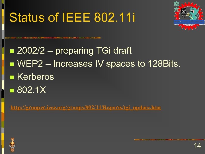 Status of IEEE 802. 11 i n n 2002/2 – preparing TGi draft WEP