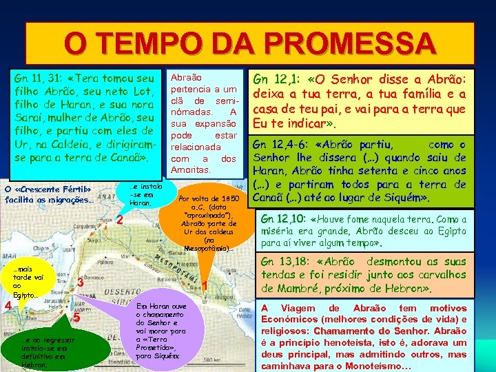 O TEMPO DA PROMESSA Gn 11, 31: «Tera tomou seu filho Abrão, seu neto