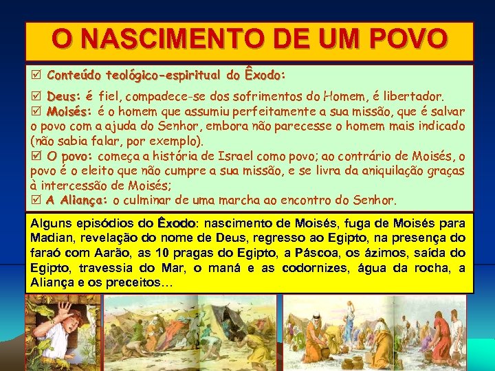 O NASCIMENTO DE UM POVO Conteúdo teológico-espiritual do Êxodo: Êxodo Deus: é fiel, compadece-se