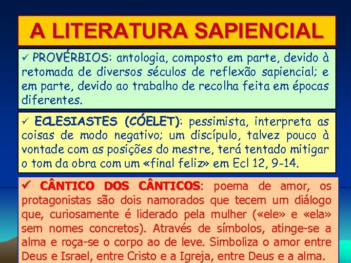 A LITERATURA SAPIENCIAL PROVÉRBIOS: antologia, composto em parte, devido à PROVÉRBIOS retomada de diversos