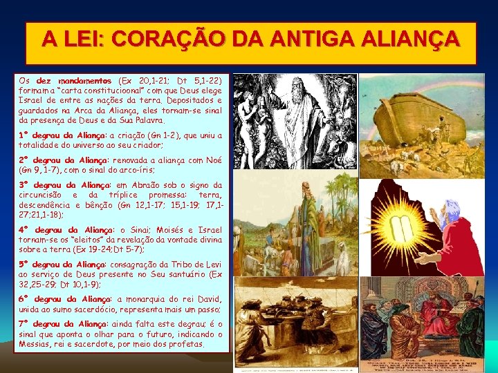 A LEI: CORAÇÃO DA ANTIGA ALIANÇA Os dez mandamentos (Ex 20, 1 -21; Dt