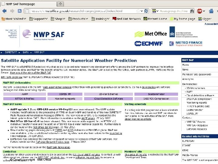 © Crown copyright Met Office EUMe. Train polar satellite week 2012 
