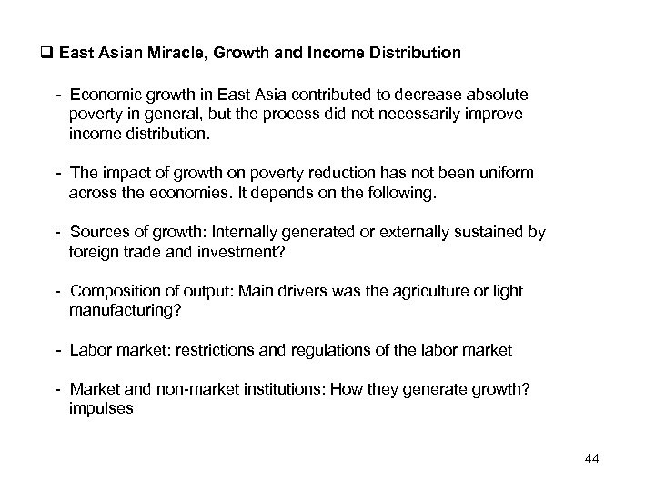  East Asian Miracle, Growth and Income Distribution - Economic growth in East Asia
