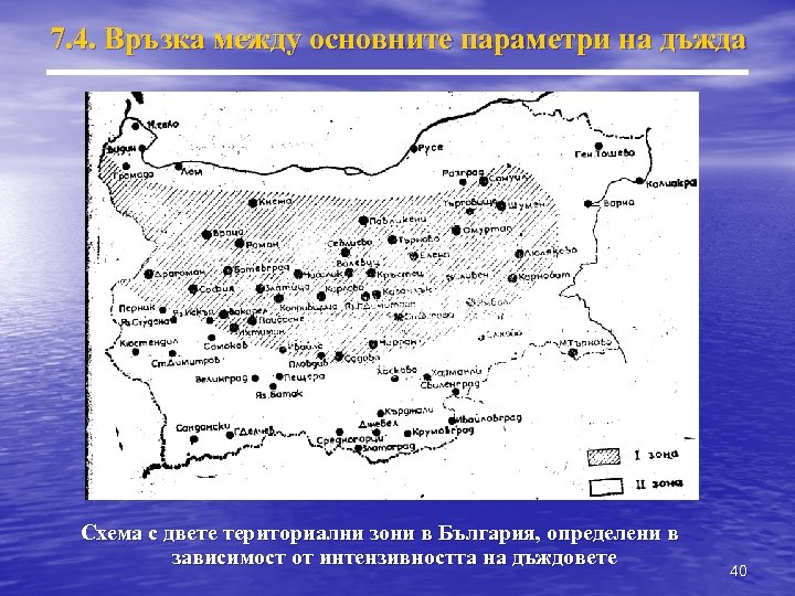 7. 4. Връзка между основните параметри на дъжда Схема с двете териториални зони в