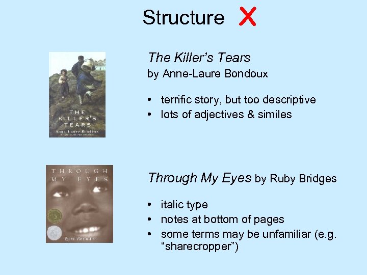 Structure X The Killer’s Tears by Anne-Laure Bondoux • terrific story, but too descriptive