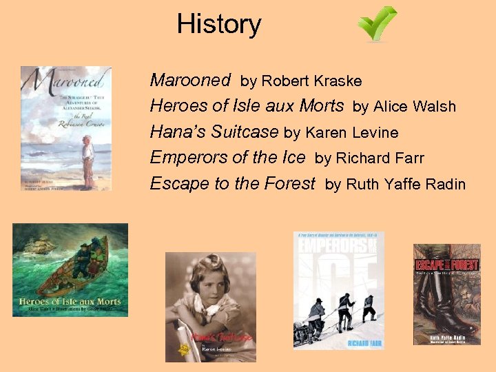History Marooned by Robert Kraske Heroes of Isle aux Morts by Alice Walsh Hana’s