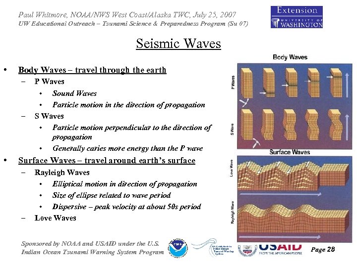 Paul Whitmore, NOAA/NWS West Coast/Alaska TWC, July 25, 2007 UW Educational Outreach – Tsunami
