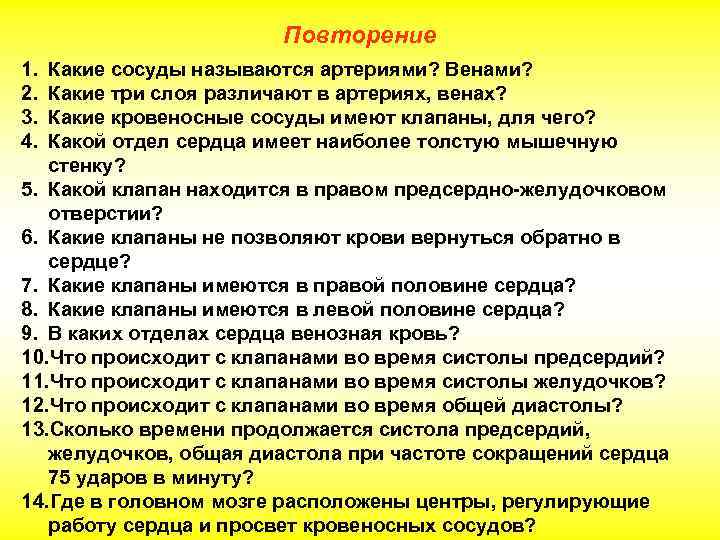 Повторение 1. 2. 3. 4. Какие сосуды называются артериями? Венами? Какие три слоя различают