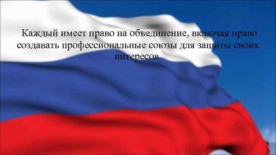  Каждый имеет право на объединение, включая право создавать профессиональные союзы для защиты своих