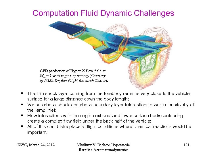 Computation Fluid Dynamic Challenges CFD prediction of Hyper-X flow field at M∞ = 7