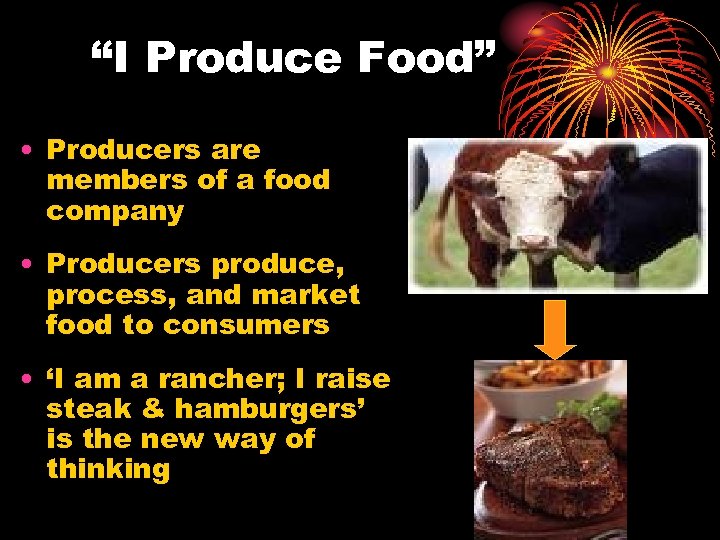 “I Produce Food” • Producers are members of a food company • Producers produce,