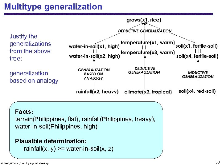 Multitype generalization Justify the generalizations from the above tree: generalization based on analogy Facts: