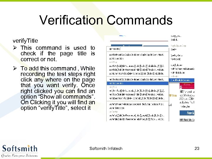 Verification Commands verify. Title Ø This command is used to check if the page