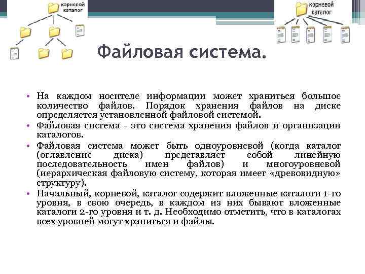 Порядок файлы. Файлы имя файла типы файлов файловые системы операции с файлами.