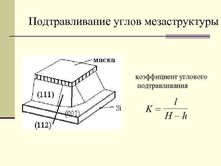 Подтравливание углов мезаструктуры коэффициент углового подтравливания 