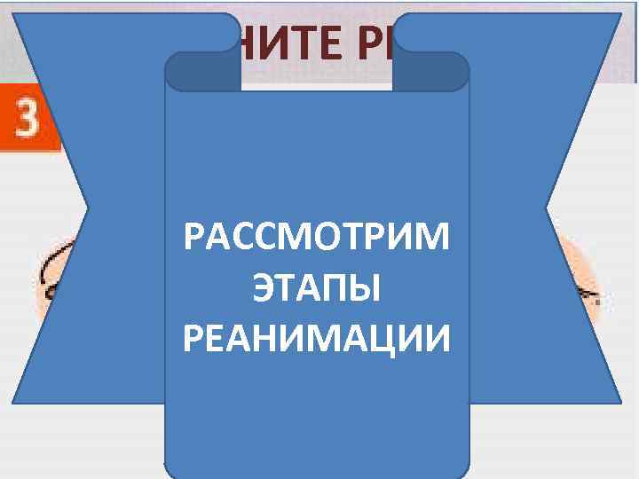 ОБЪЯСНИТЕ РИСУНКИ РАССМОТРИМ ЭТАПЫ РЕАНИМАЦИИ 