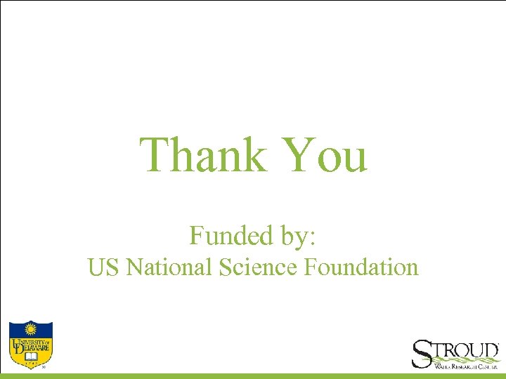 Thank You Funded by: US National Science Foundation 