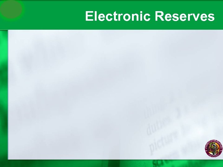 Electronic Reserves 