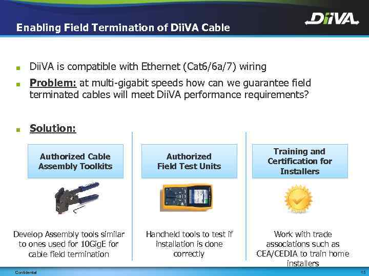 Enabling Field Termination of Dii. VA Cable ■ Dii. VA is compatible with Ethernet