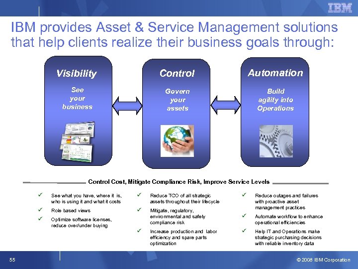IBM provides Asset & Service Management solutions that help clients realize their business goals