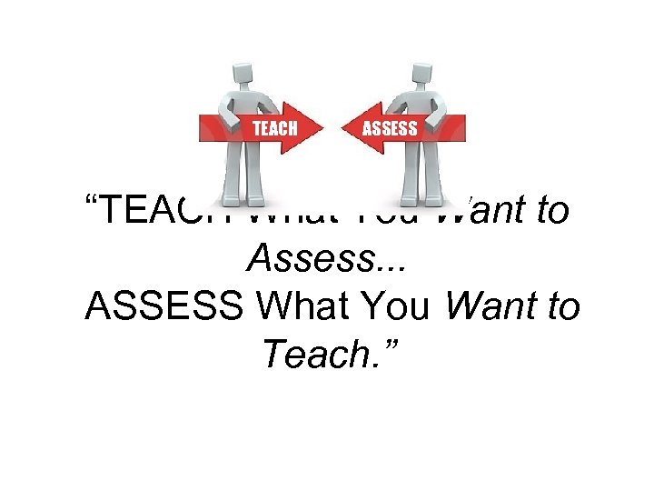 TEACH ASSESS “TEACH What You Want to Assess. . . ASSESS What You Want