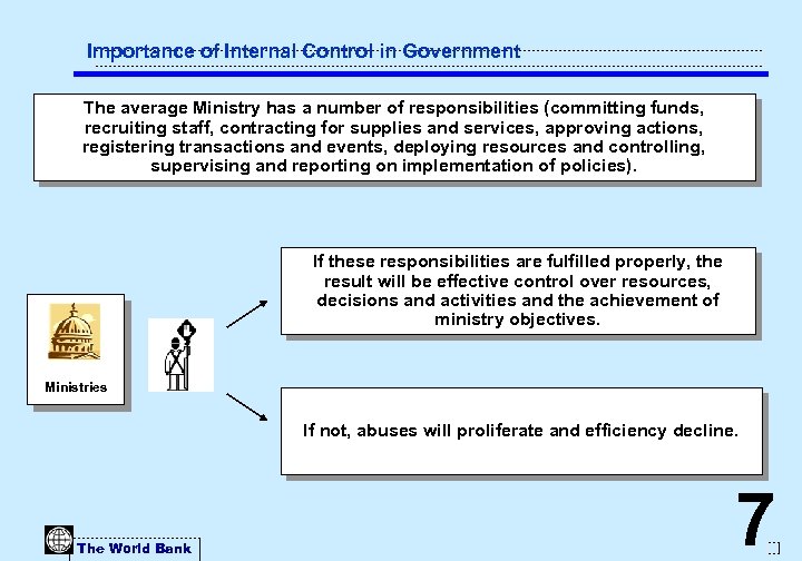Importance of Internal Control in Government The average Ministry has a number of responsibilities