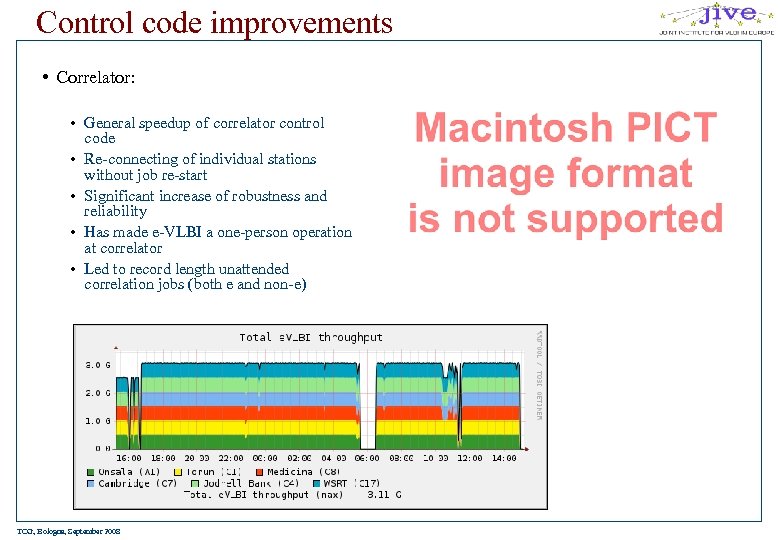 Control code improvements • Correlator: • General speedup of correlator control code • Re-connecting