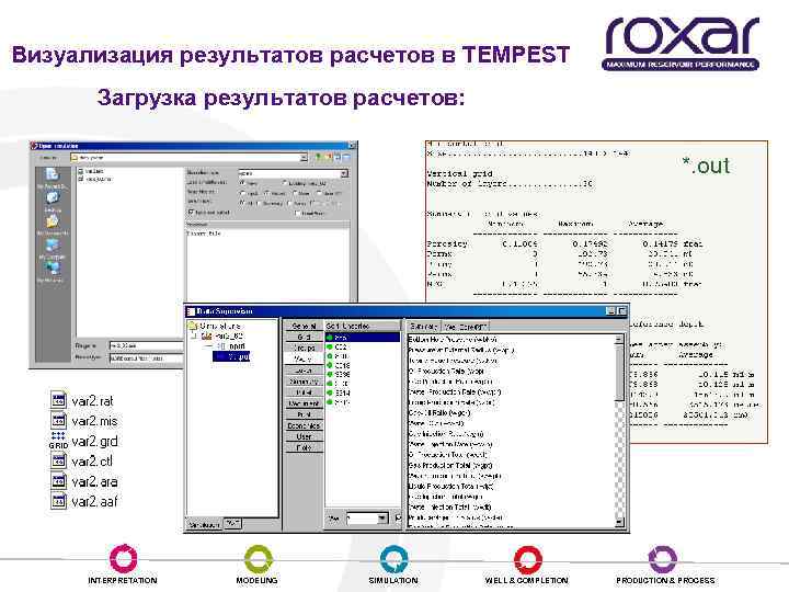 Визуализация результатов расчетов в TEMPEST Загрузка результатов расчетов: *. out INTERPRETATION MODELING SIMULATION WELL