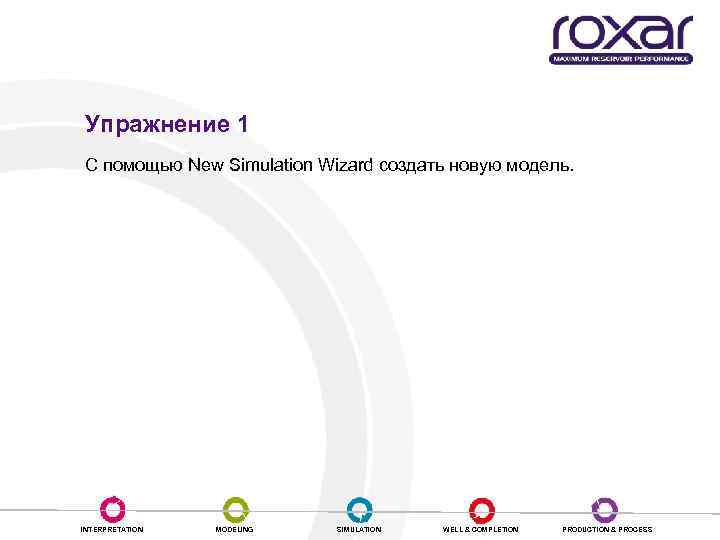 Упражнение 1 С помощью New Simulation Wizard создать новую модель. INTERPRETATION MODELING SIMULATION WELL