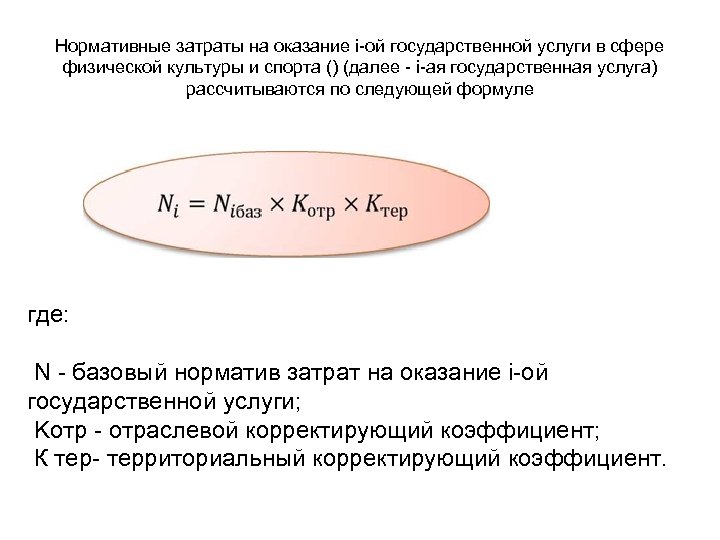 Нормативные затраты на оказание i-ой государственной услуги в сфере физической культуры и спорта ()