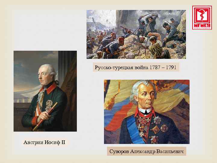 Русско-турецкая война 1787 – 1791 Австрии Иосиф II Суворов Александр Васильевич 