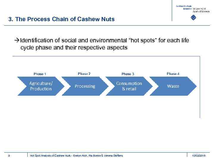 3. The Process Chain of Cashew Nuts àIdentification of social and environmental “hot spots”