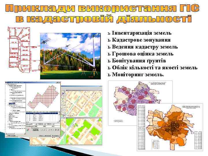 ь Інвентаризація земель ь Кадастрове зонування ь Ведення кадастру земель ь Грошова оцінка земель