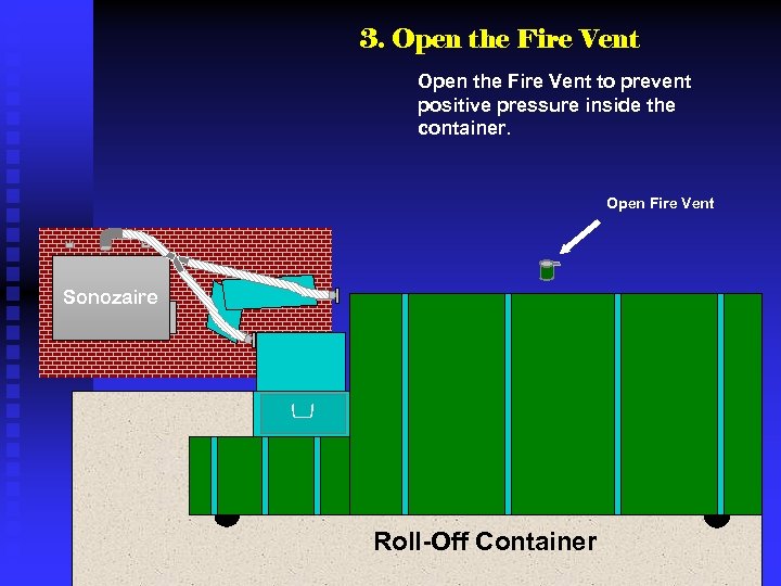 3. Open the Fire Vent to prevent positive pressure inside the container. Open Fire