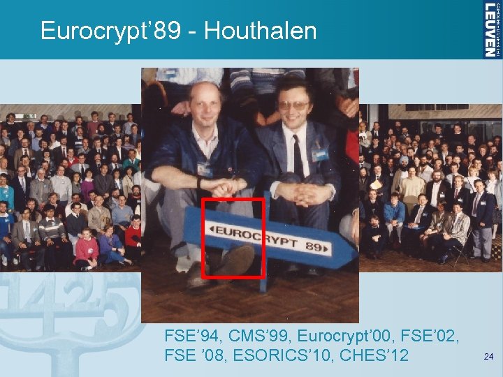 Eurocrypt’ 89 - Houthalen FSE’ 94, CMS’ 99, Eurocrypt’ 00, FSE’ 02, FSE ’