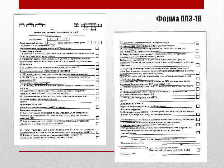 Форма ППЭ-18 