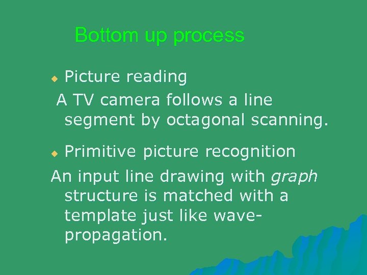 　Bottom up process Picture reading A TV camera follows a line segment by octagonal