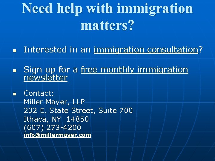 Need help with immigration matters? n Interested in an immigration consultation? n Sign up