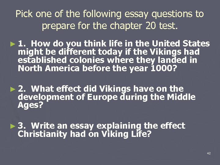 Pick one of the following essay questions to prepare for the chapter 20 test.