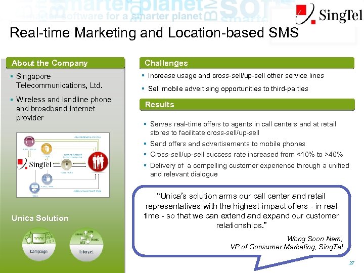 Real-time Marketing and Location-based SMS About the Company Singapore Telecommunications, Ltd. Wireless and landline