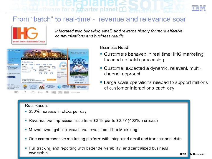 From “batch” to real-time - revenue and relevance soar Integrated web behavior, email, and