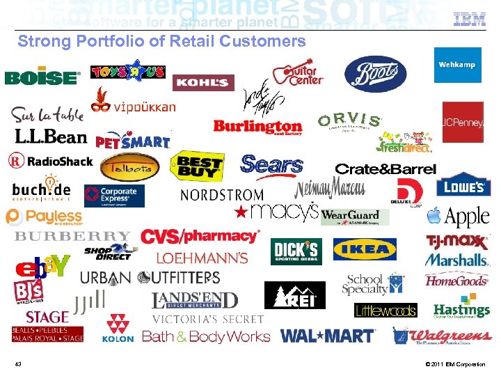 Strong Portfolio of Retail Customers 43 IBM Confidential © 2011 IBM Corporation 