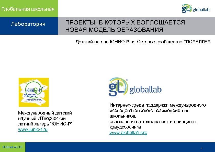 Глобальная школьная Лаборатория ПРОЕКТЫ, В КОТОРЫХ ВОПЛОЩАЕТСЯ НОВАЯ МОДЕЛЬ ОБРАЗОВАНИЯ: Детский лагерь ЮНИО-Р и