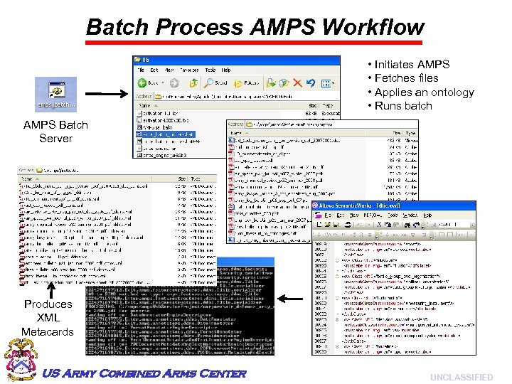 Batch Process AMPS Workflow • Initiates AMPS • Fetches files • Applies an ontology
