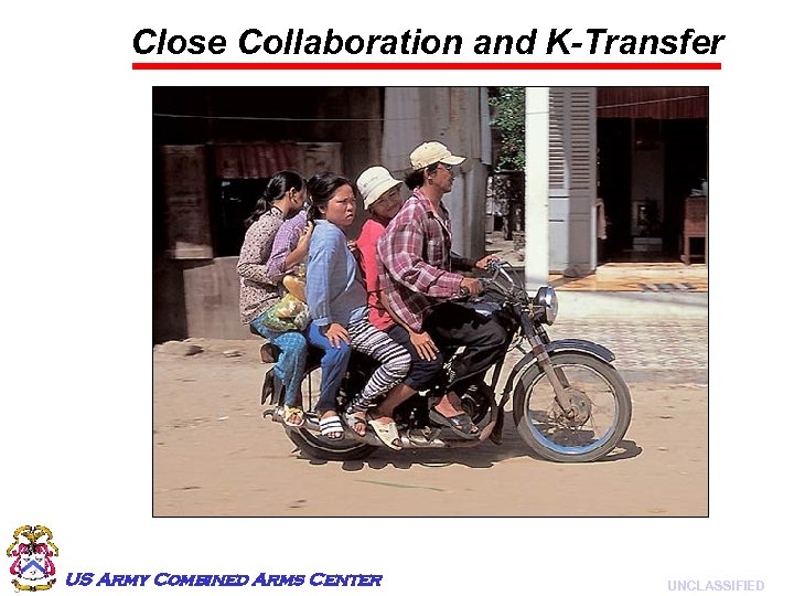 Close Collaboration and K-Transfer 3 US Army Combined Arms Center UNCLASSIFIED 