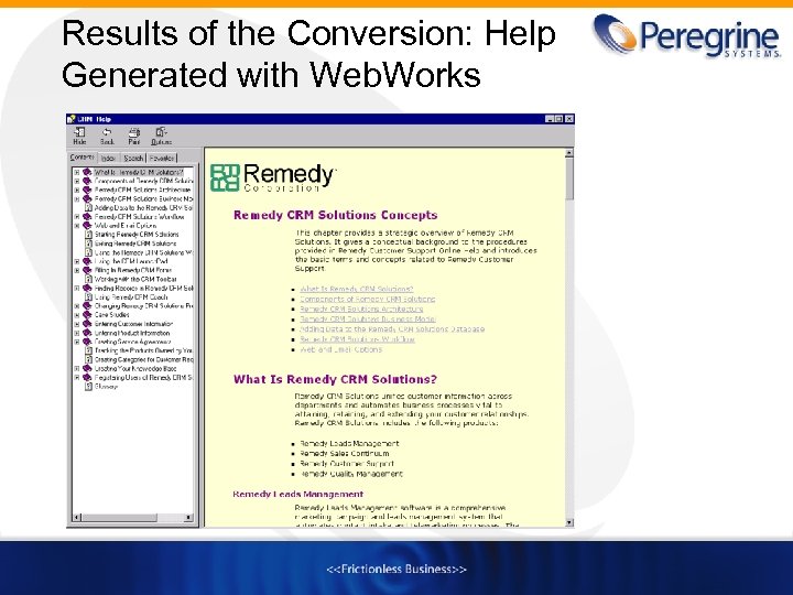 Results of the Conversion: Help Generated with Web. Works 
