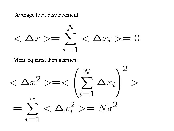 Average total displacement: Mean squared displacement: 