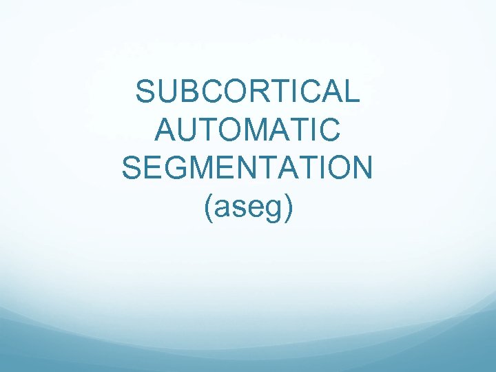 SUBCORTICAL AUTOMATIC SEGMENTATION (aseg) 