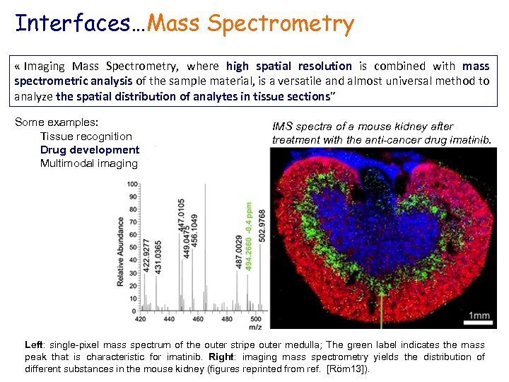 Interfaces…Mass Spectrometry « Imaging Mass Spectrometry, where high spatial resolution is combined with mass